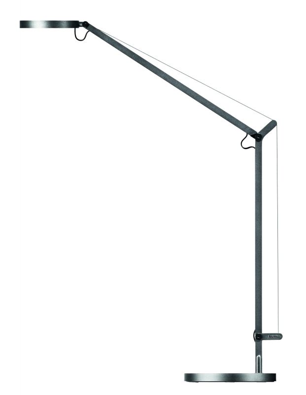 Demetra Tischleuchte Fuß von Artemide, moderne LED-Tischlampe in Grau, verstellbarer Arm.